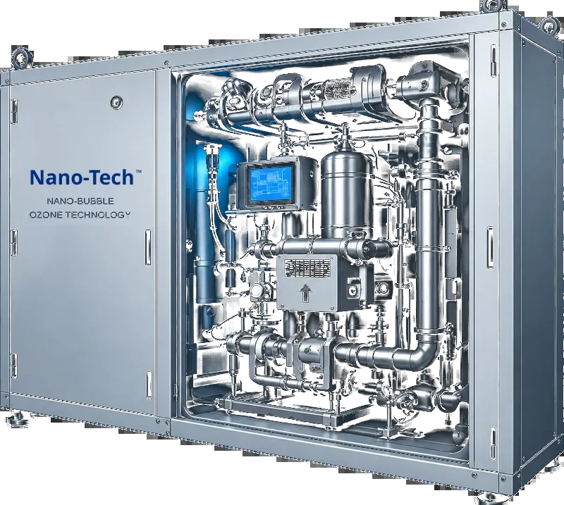 Nano-Tech nano-bubble ozone treatment unit with its access door open.