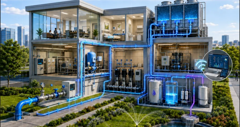 Building water and cooling systems with smart monitoring